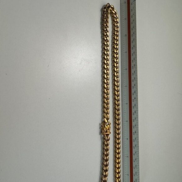 Heavy Gold-Tone Cuban Link Chain Necklace – Stainless Steel – Bold Statement - Picture 1 of 5